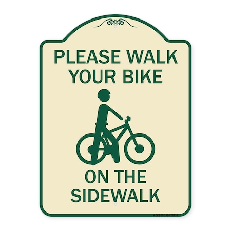 Signmission Pavement Stencil Please Walk Your Bike on Sidewalk Heavy-Gauge Alum Sign, 24" x 18", TG-1824-23338 A-DES-TG-1824-23338